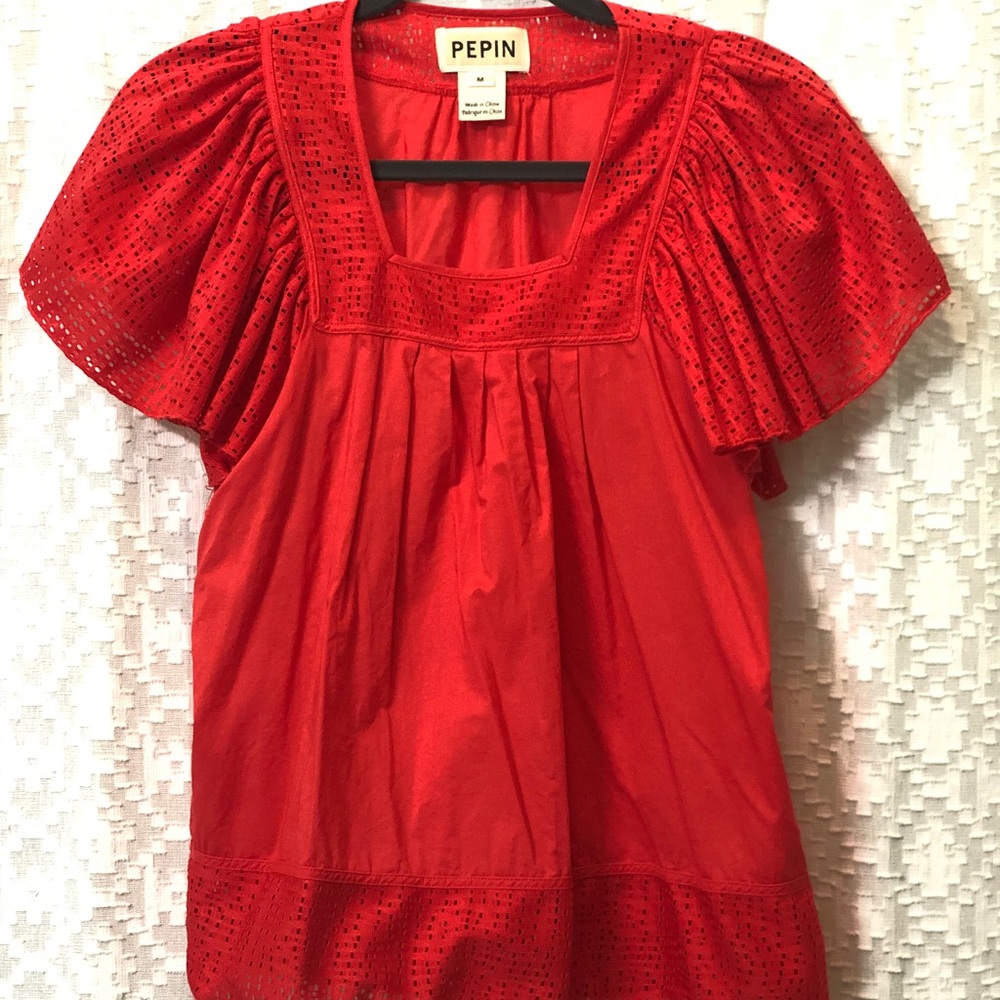Embroidered red blouse